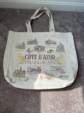 Côte d'Azur French Riviera Canvas Tote - Cream